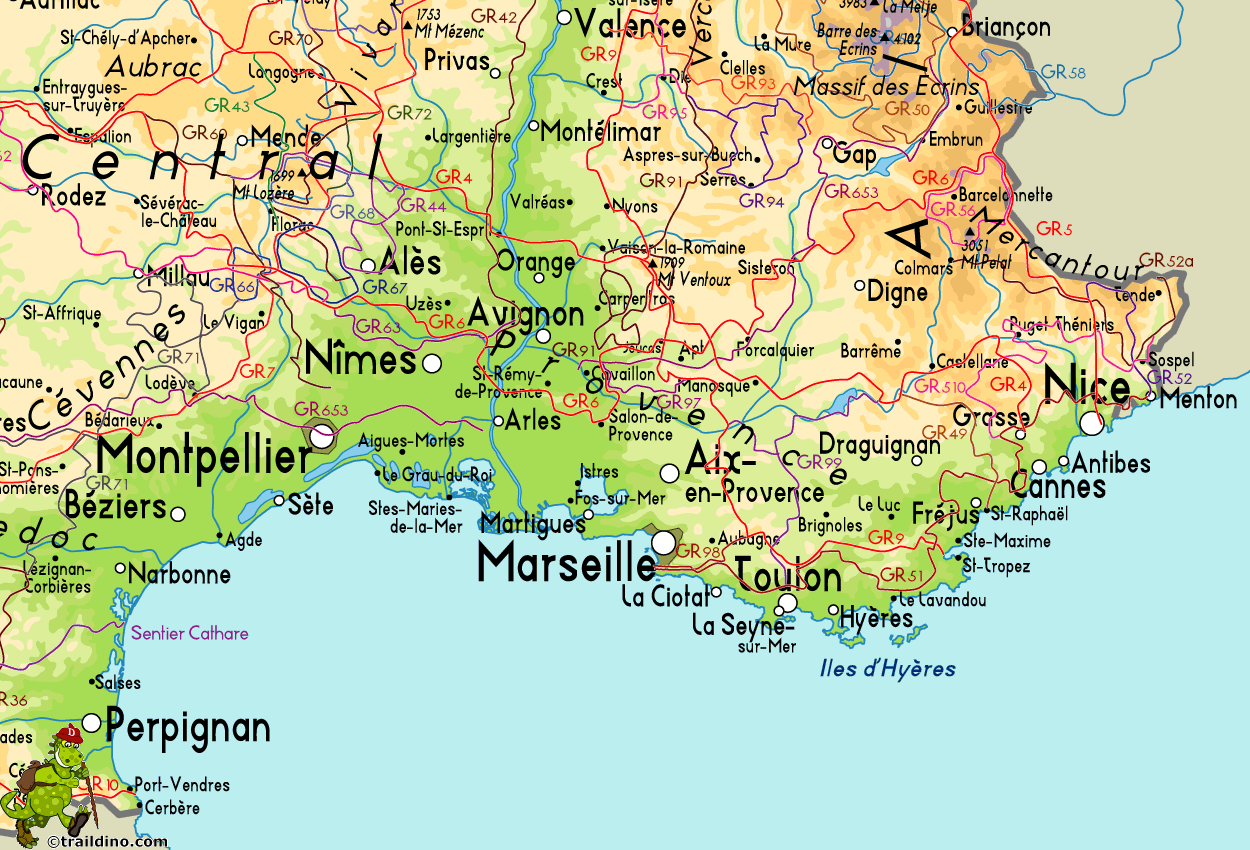 map of south france