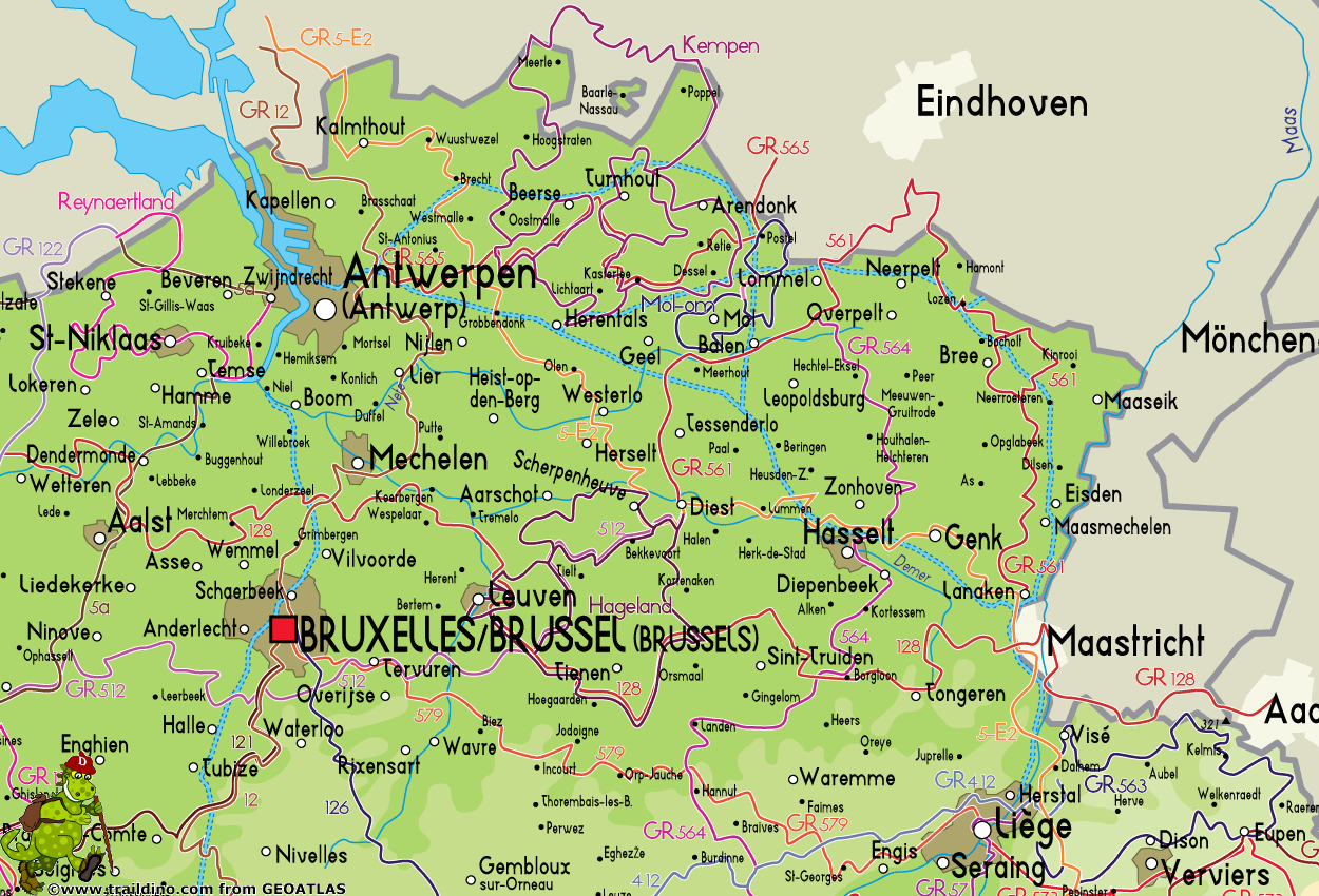 Hiking map Belgium Region Antwerpen