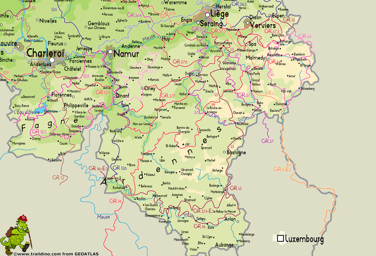 Hiking map Belgium Region Ardennes