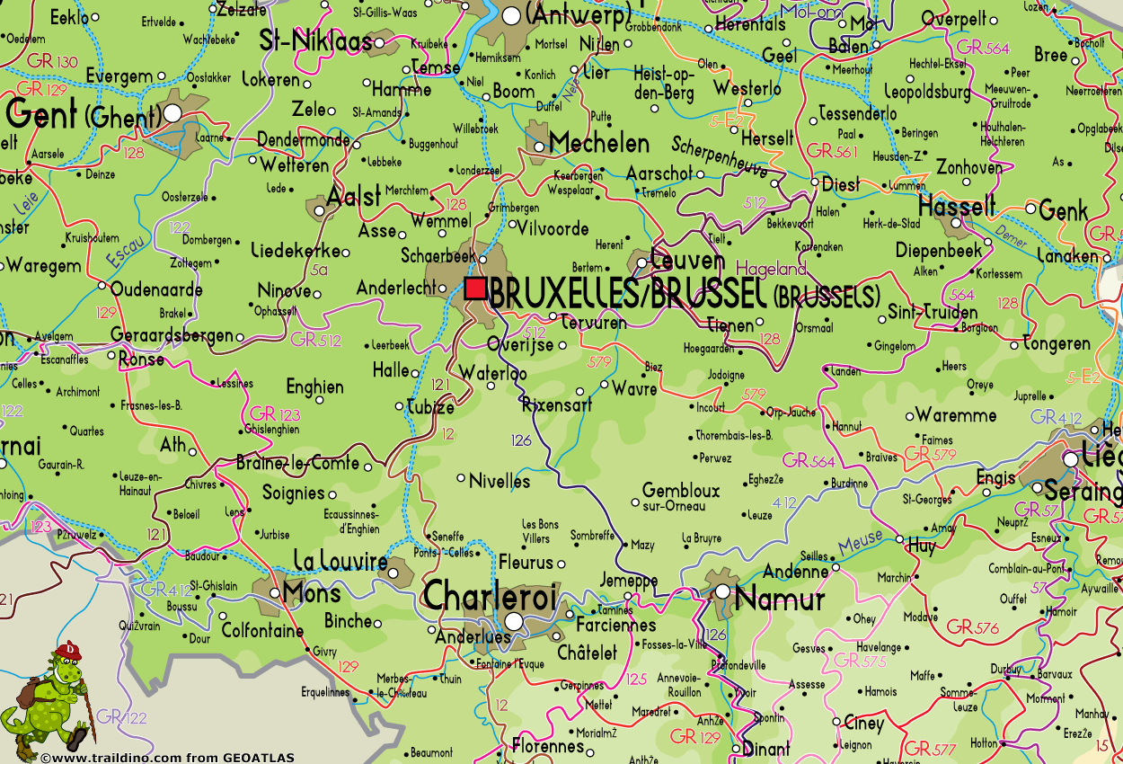 Hiking map Belgium Region Brabant