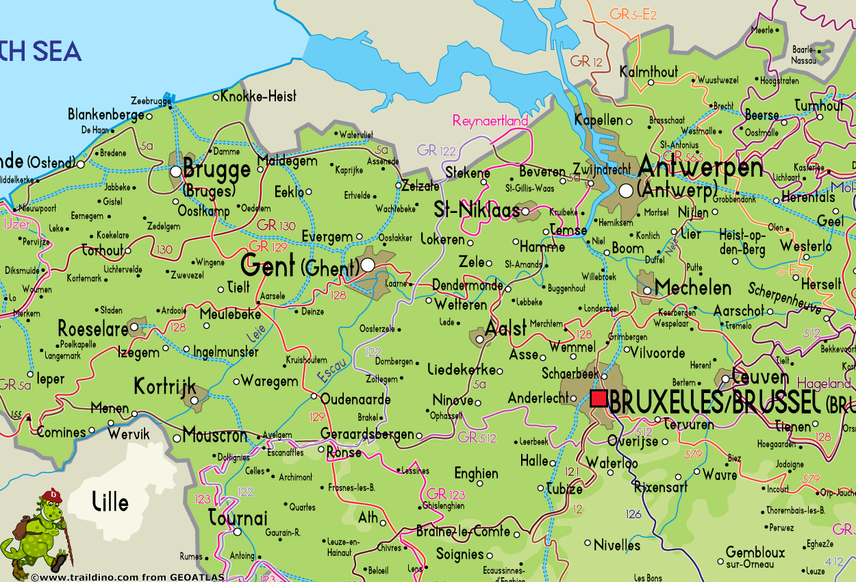 Hiking map Belgium Region Oost Vlaanderen