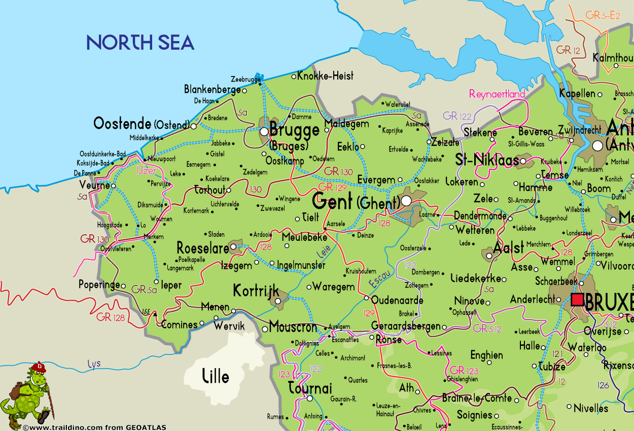 Hiking map Belgium Region West Vlaanderen