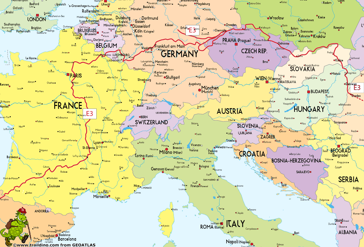 Map European Long Distance Trail E3