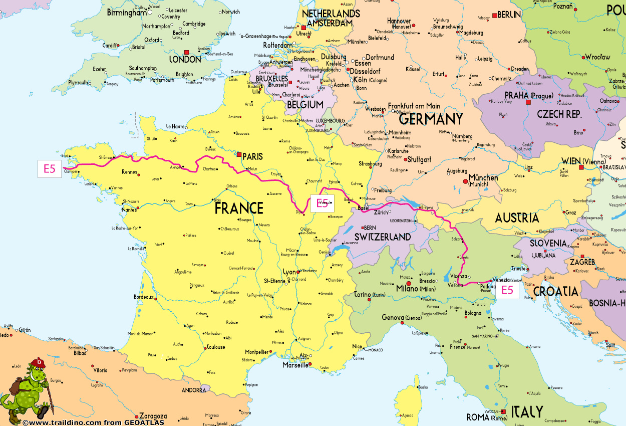 Map European Long Distance Trail E5