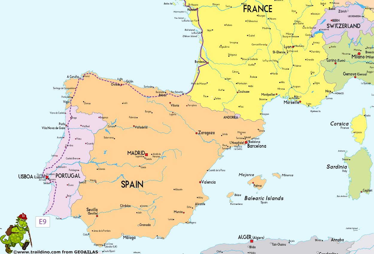 Map European Long Distance Trail E9