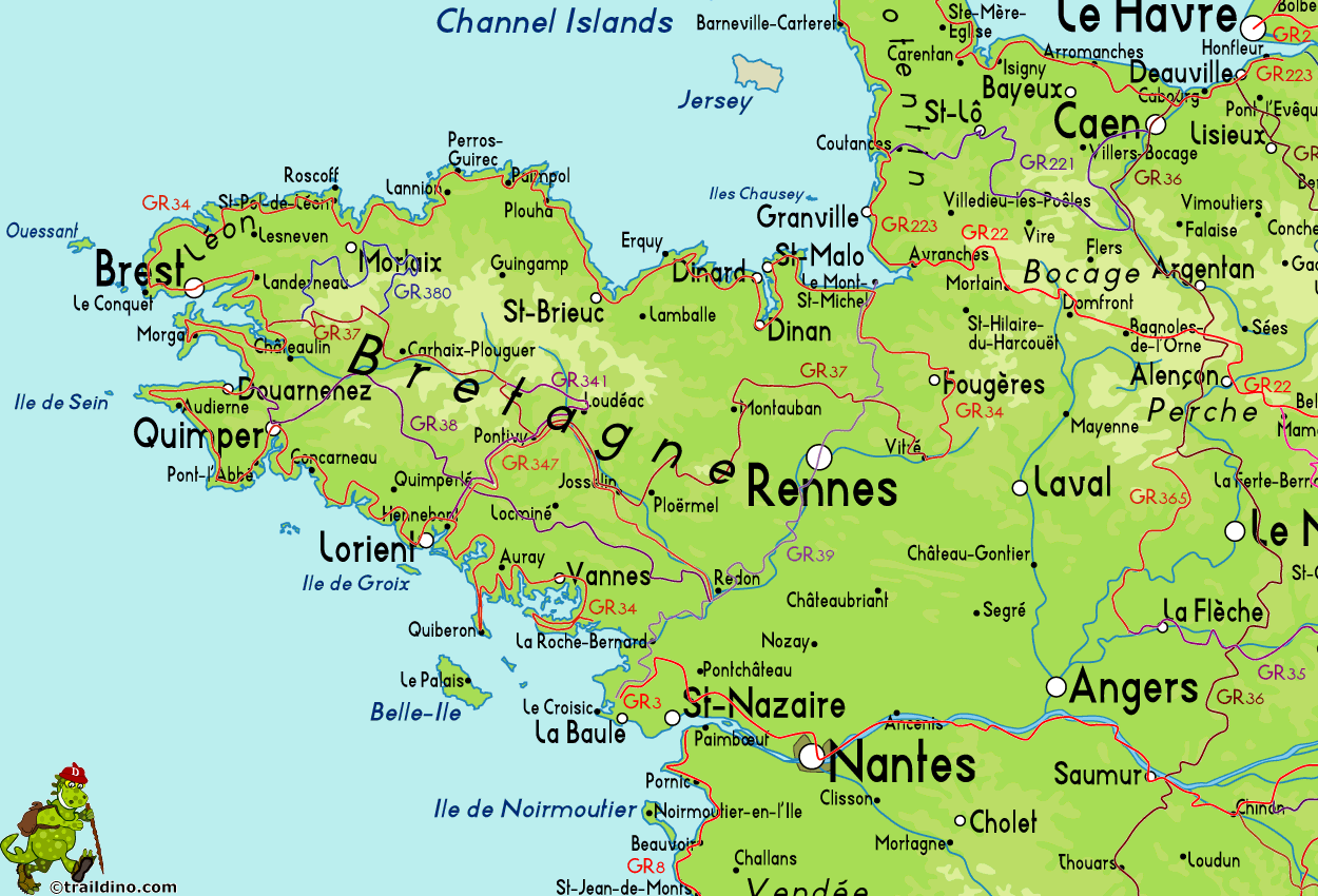 Hiking Map of Bretagne