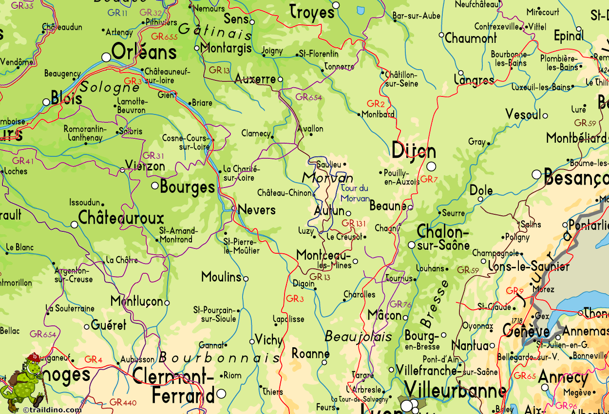 Hiking Map of Morvan