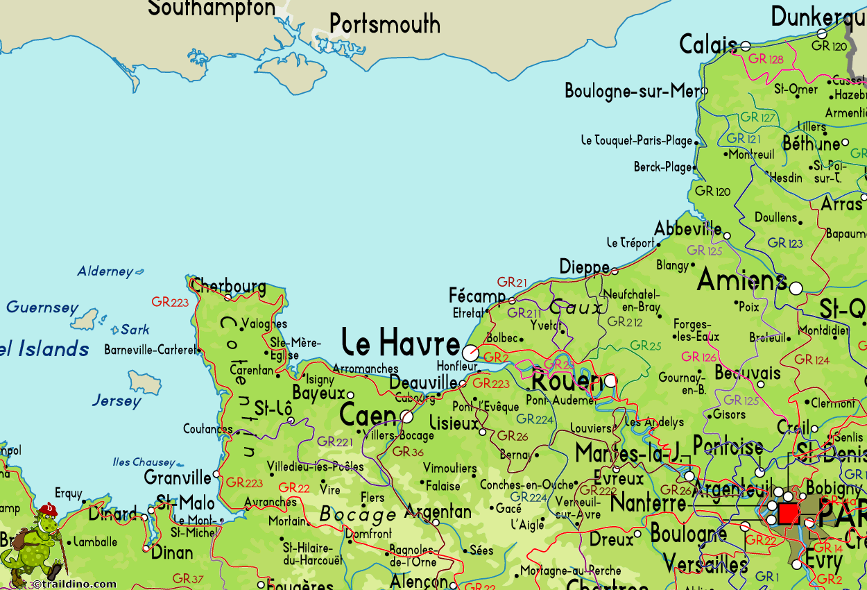 Hiking Map of Normandie
