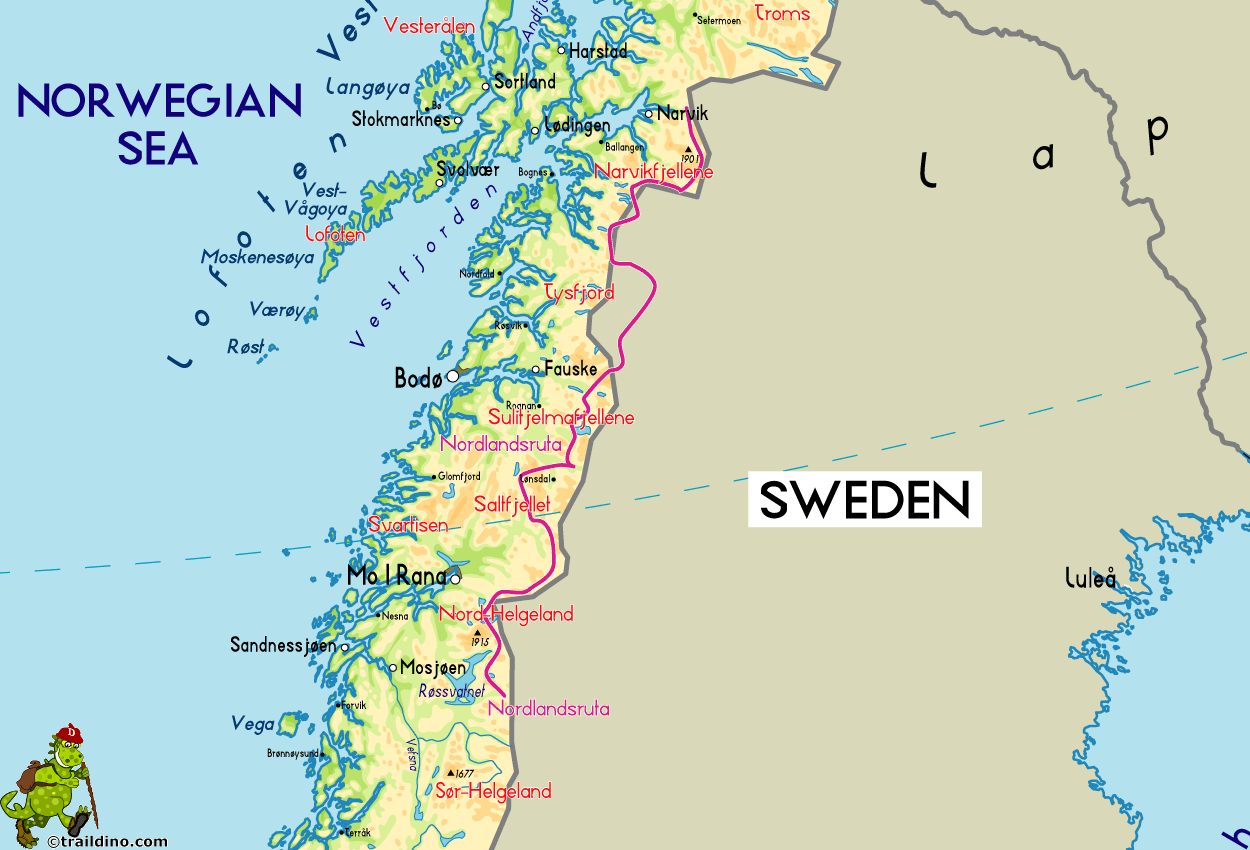 Map of Nordlandsruta