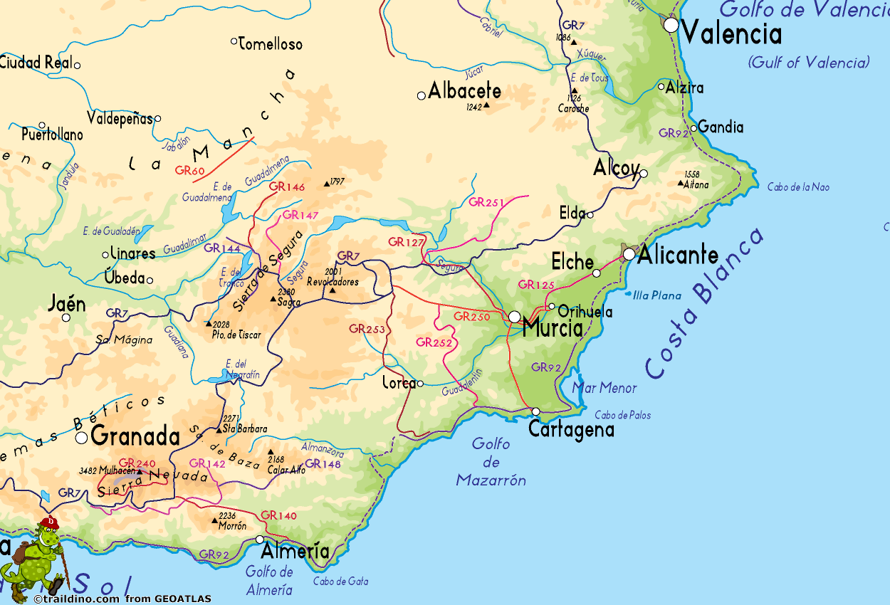 Hiking Trails Map Spain Murcia